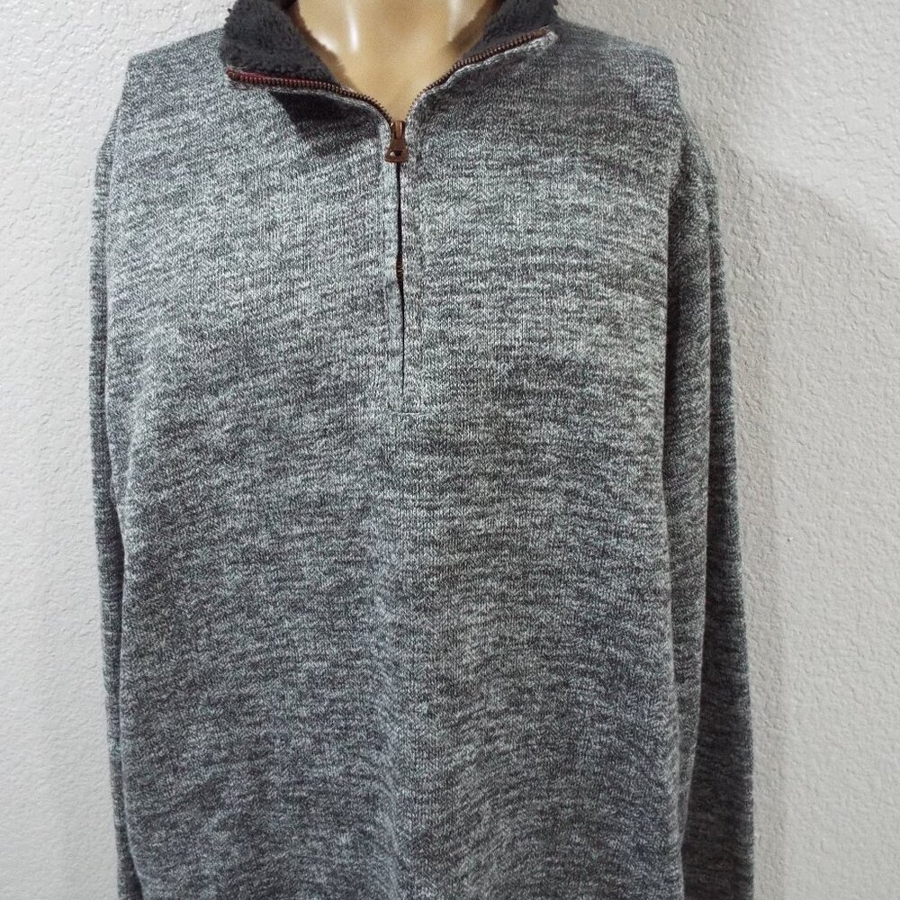 Weatherproof Vintage Men’s Quarter Zip Charcoal Gray Fleece Pullover Sweater XL